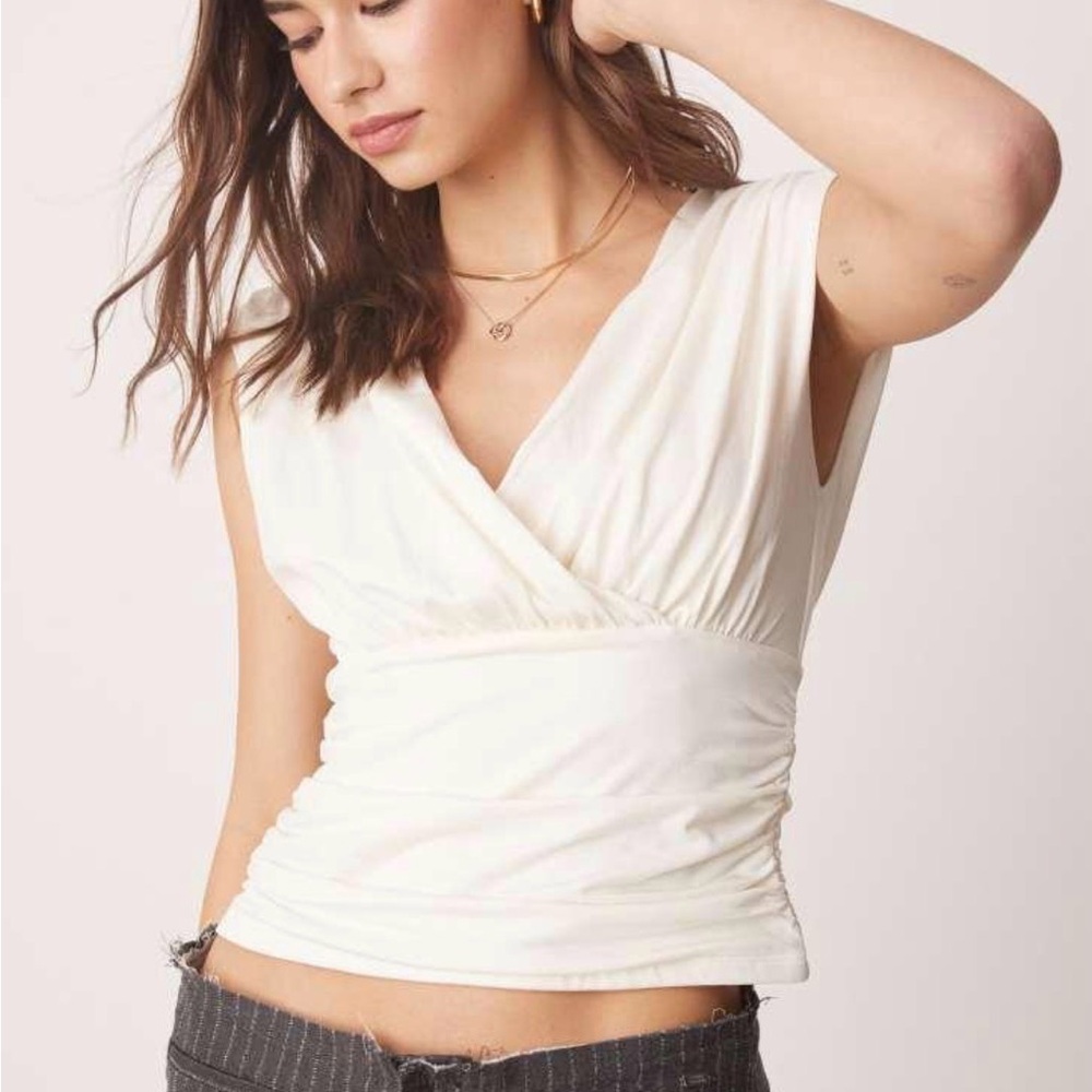 Abercrombie & Fitch White Wrap Top
